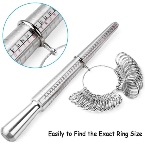 Ring Sizer Measuring Tool Including Ring Mandrel, Ring Gauge Finger Sizer - Picture 6 of 8